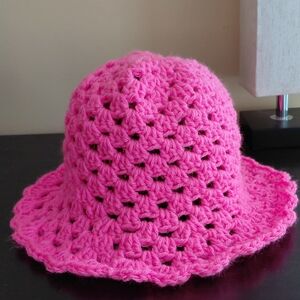 Handmade Pink Crochet Bucket Hat